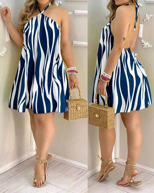 Blue stripes summer chic dress
