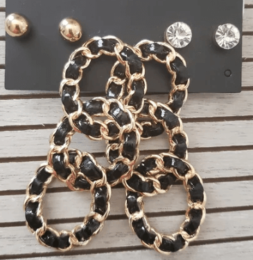 3PCS Black and Gold earring set