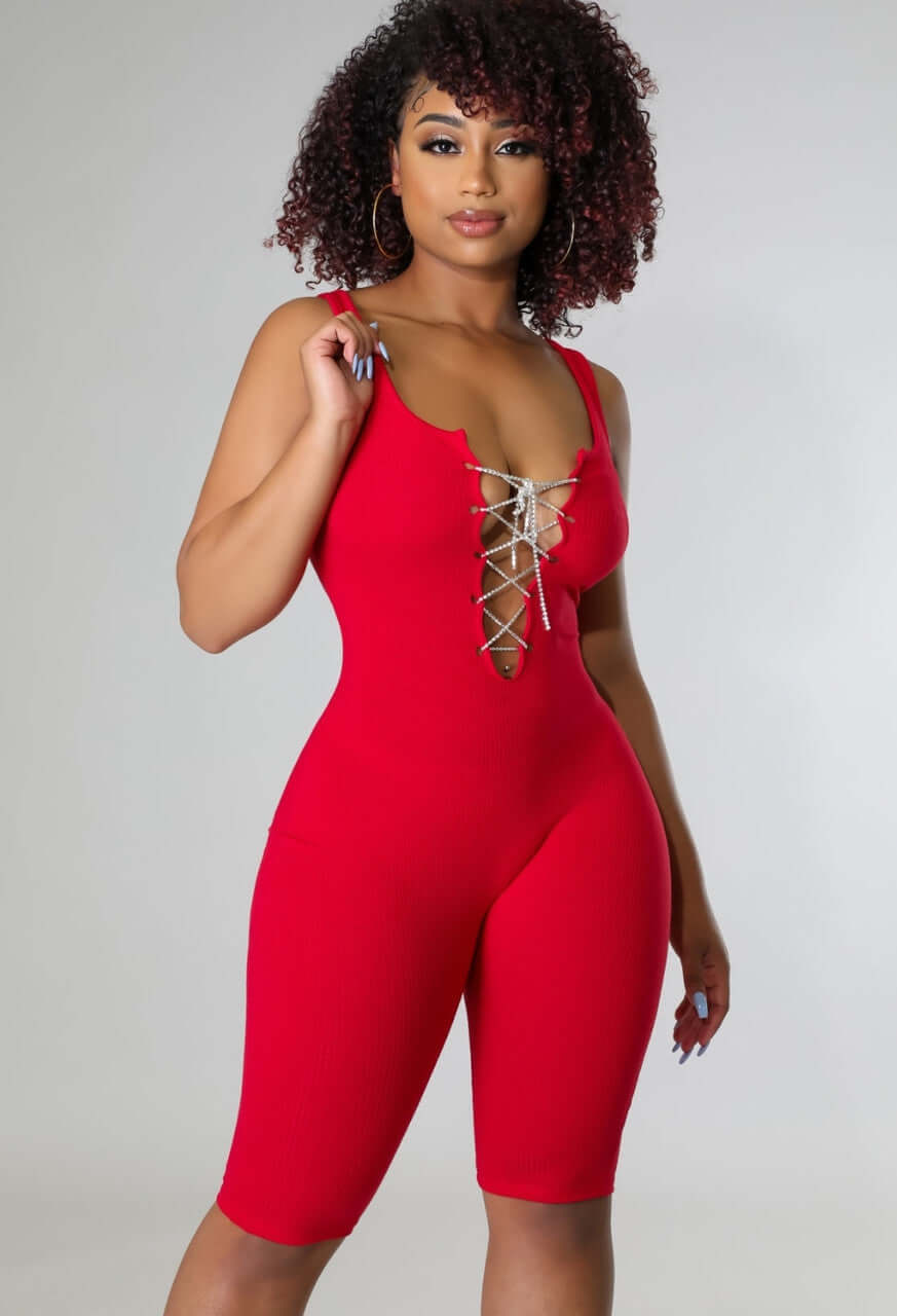 Ladies Red Hot Romper Ladies rompers spring collection trendy online clothes red clothes near me trendy red rompers online ladies shopping